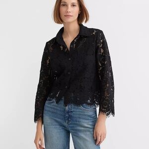 Loft Floral Scalloped Lace Top Large